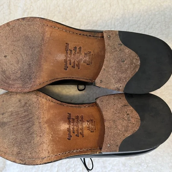 Jack Erwin Made by Hand Leather Black Oxford Shoe Size 11 - Picture 7 of 9